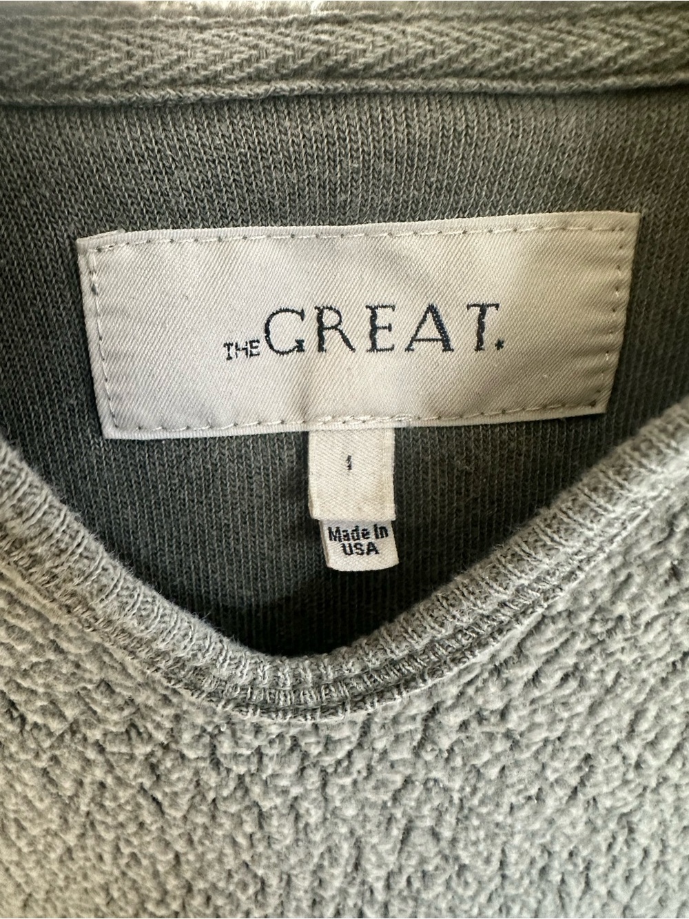 THE GREAT. Faded Green Sherpa V-Neck Hoodie Size 1 - Picture 4 of 8